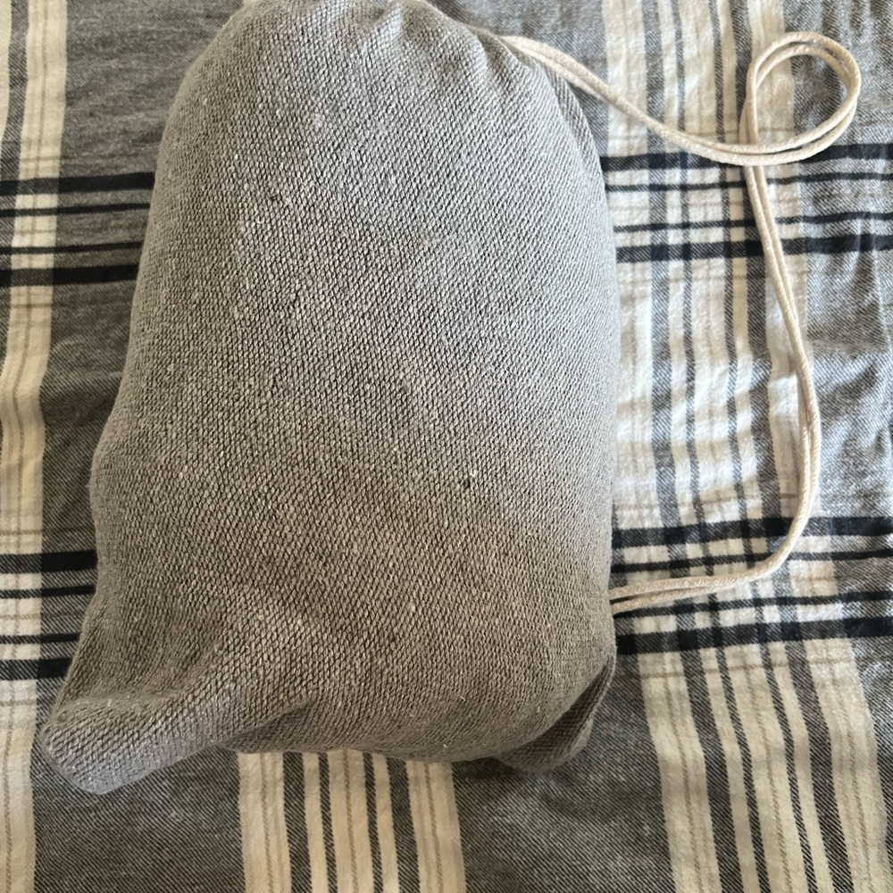 Gray Knit Drawstring Bag